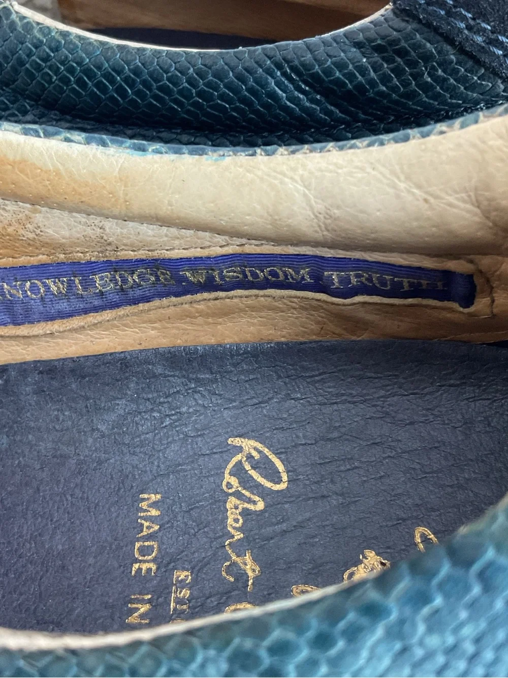 Robert Graham ROLO 2 Blue Snake Embossed Leather Silver Sole Shoes Men’s Sz 10.5